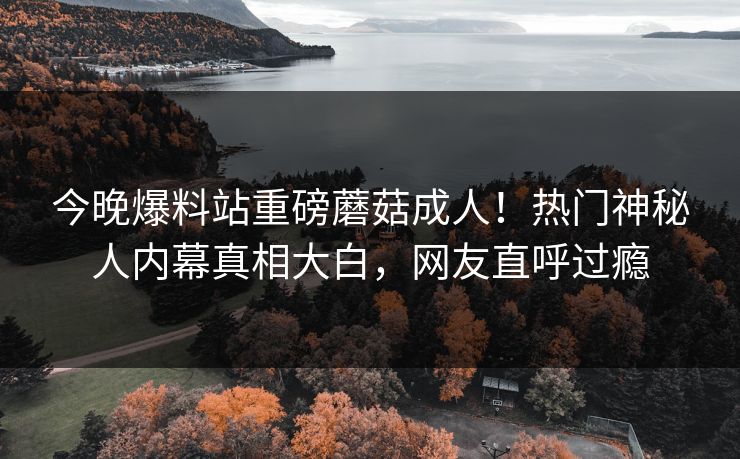 今晚爆料站重磅蘑菇成人！热门神秘人内幕真相大白，网友直呼过瘾